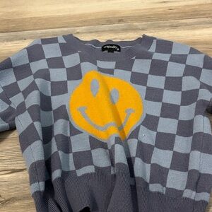 Originality Blue Sweater with Yellow Smiley Face